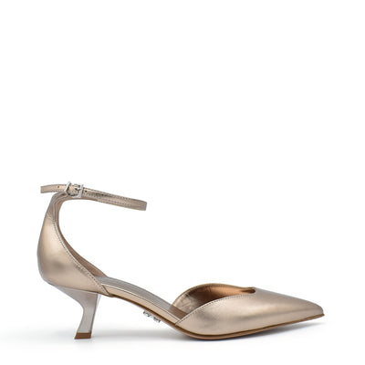 Cate4 Copper - Laminated leather strappy pumps