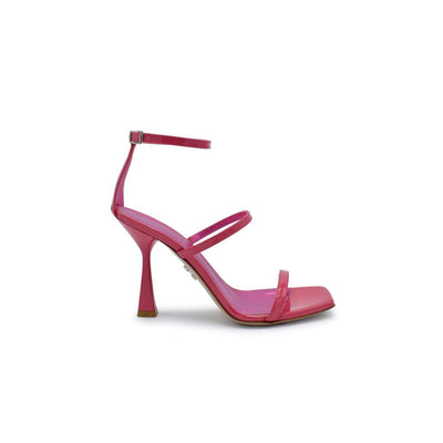Telen. Ankle strap coral calf patent leather sandals
