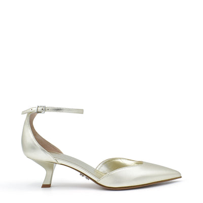 Cate4 Platinum - Laminated leather strappy pumps