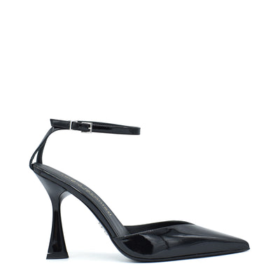 Maybe Black - Patent leather strappy pumps
