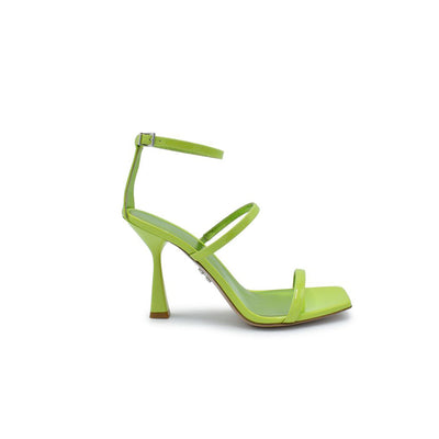 Telen. Ankle strap green nappa patent leather sandals